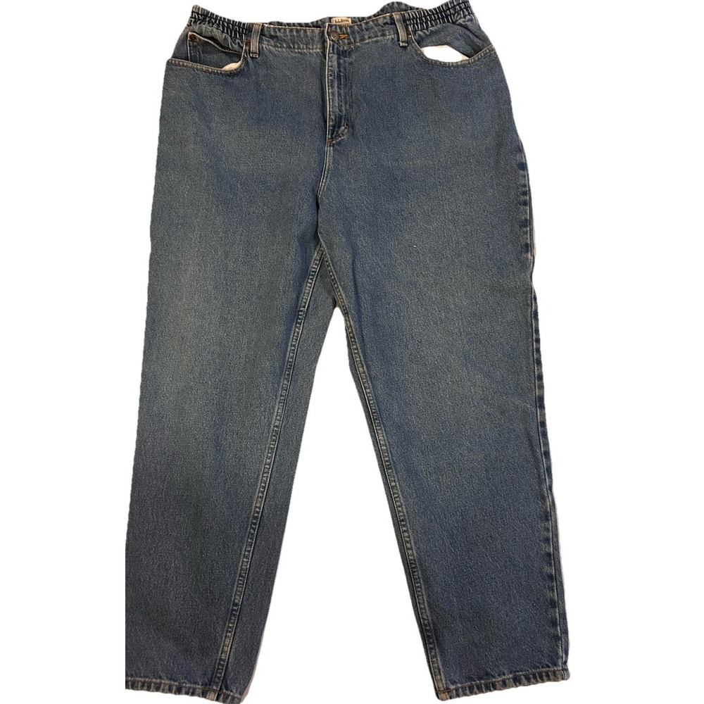 LL Bean Original Relaxed Fit Blue Denim Jeans Womens Size 20W Elastic Quality